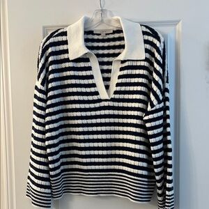 LOFT Navy and White Striped Sweater